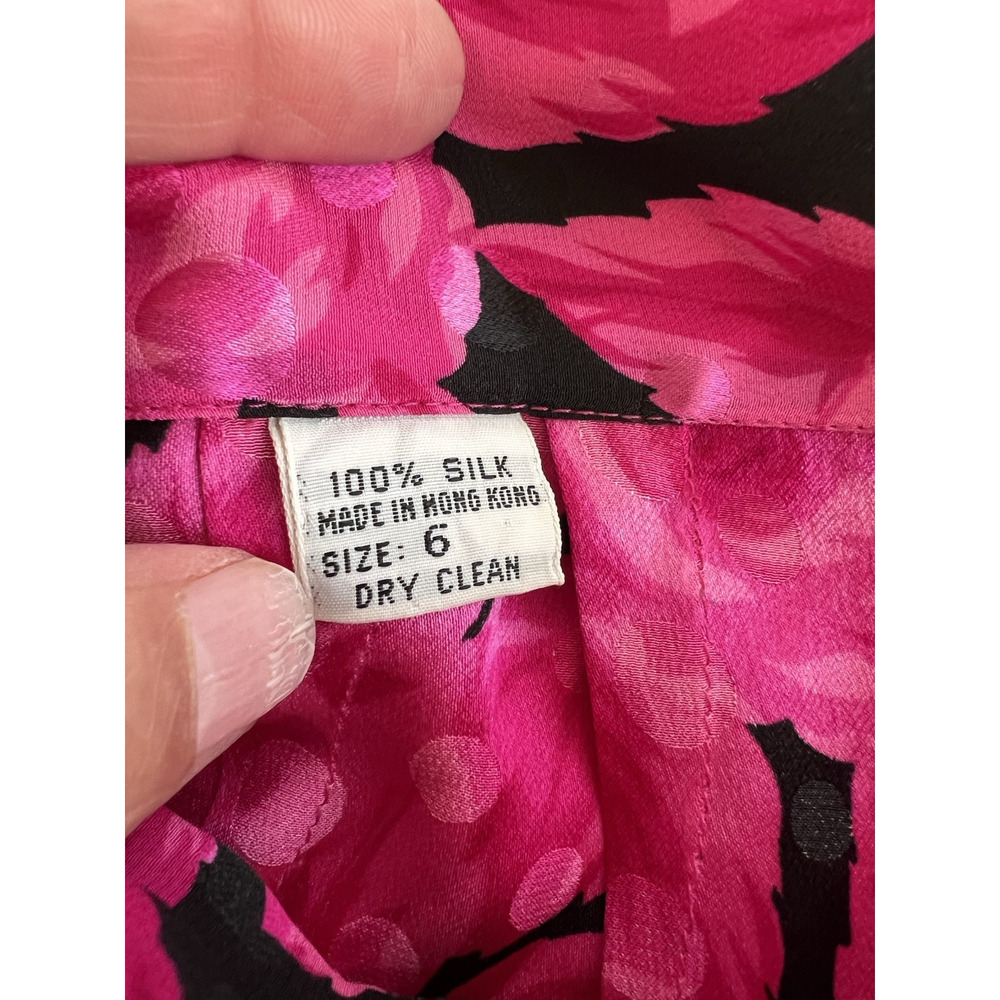 Vtg 80's Dopamine Romantic Bow Peplum Blouse Skirt matching Saks Fifth Ave Sz-6 - Picture 4 of 12